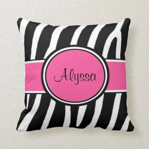 Almohada personalizada estampado de zebra rosado | Zazzle