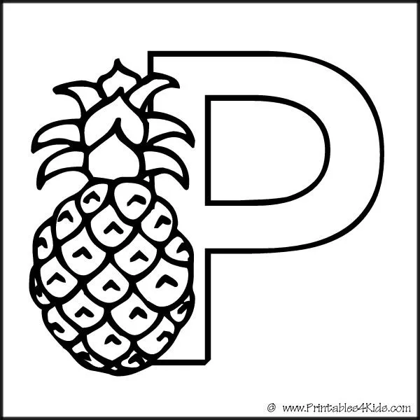 Alphabet Coloring Page Letter P Pineapple : Printables for Kids ...