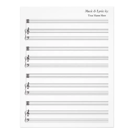 Alto y piano en blanco de la partitura membrete personalizado | Zazzle