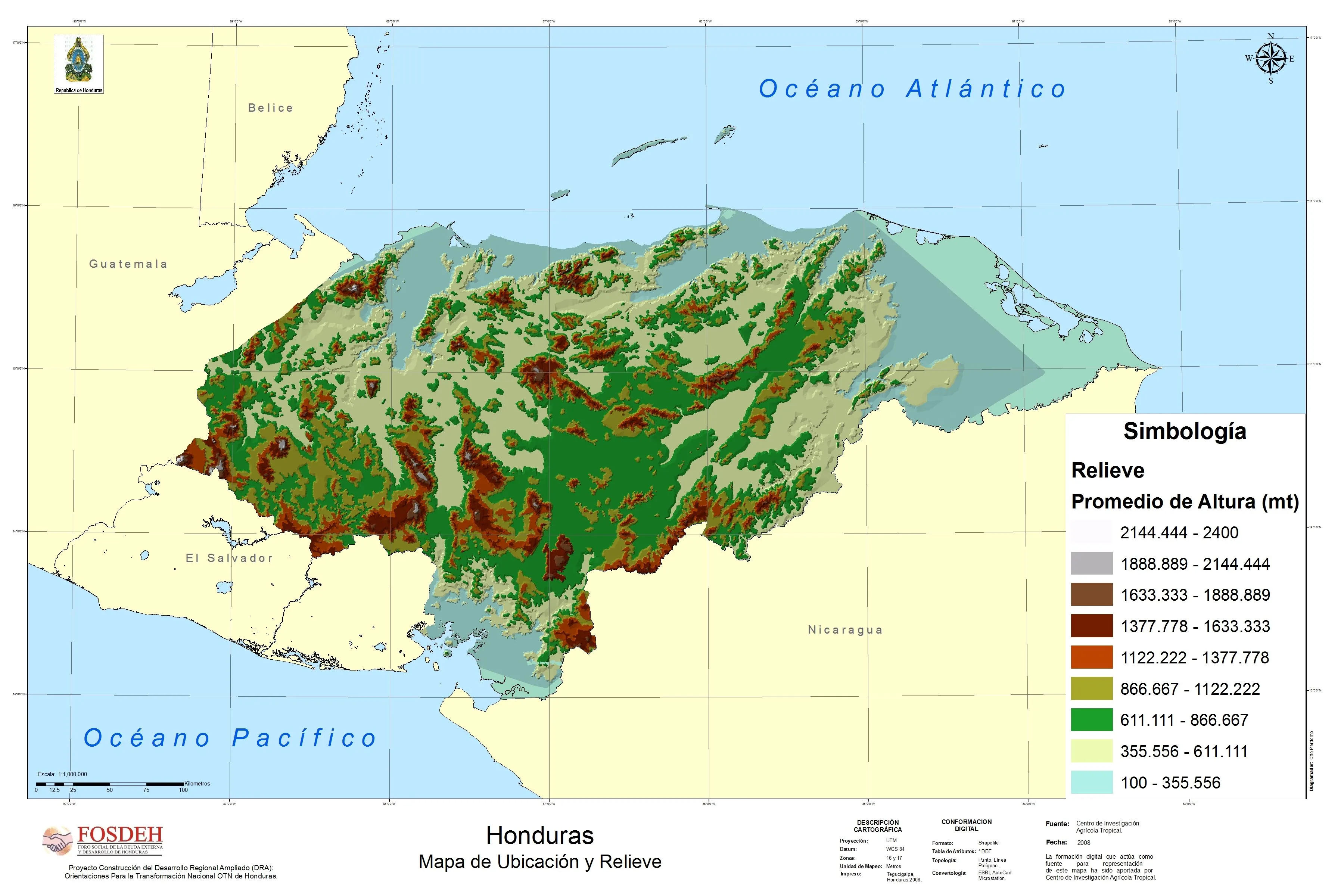 Alturas y Relieves de Honduras | Mapas de Fosdeh