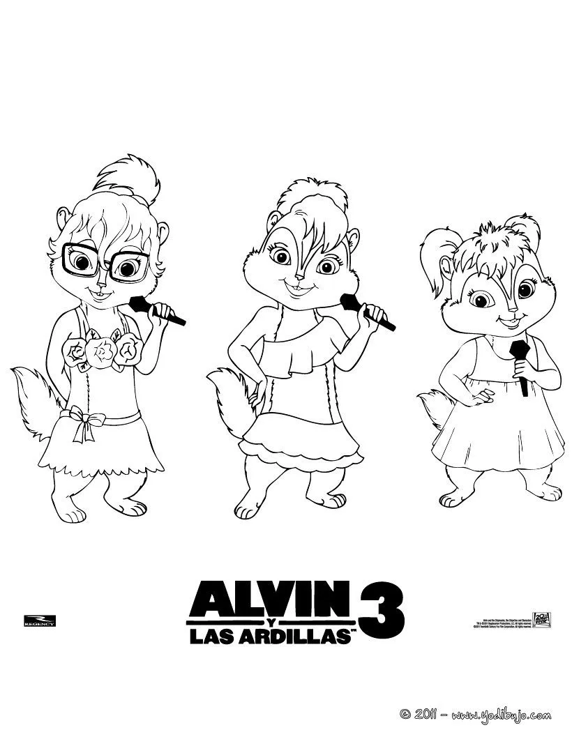 ALVIN Y LAS ARDILLAS para colorear - las CHIPETTES