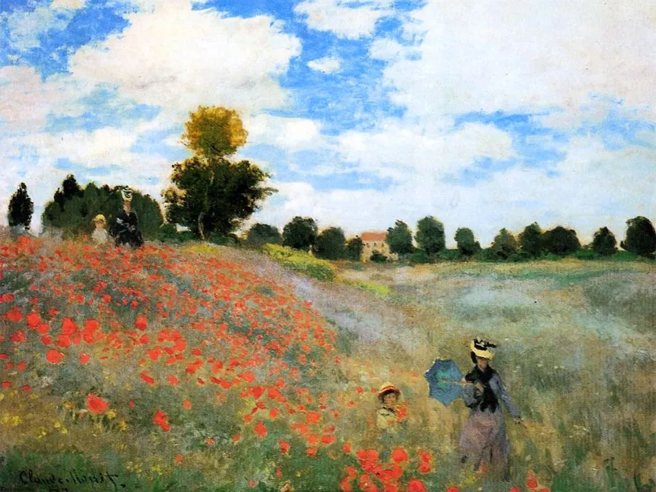 Las Amapolas" de Monet, cuadro de paisaje impresionista.