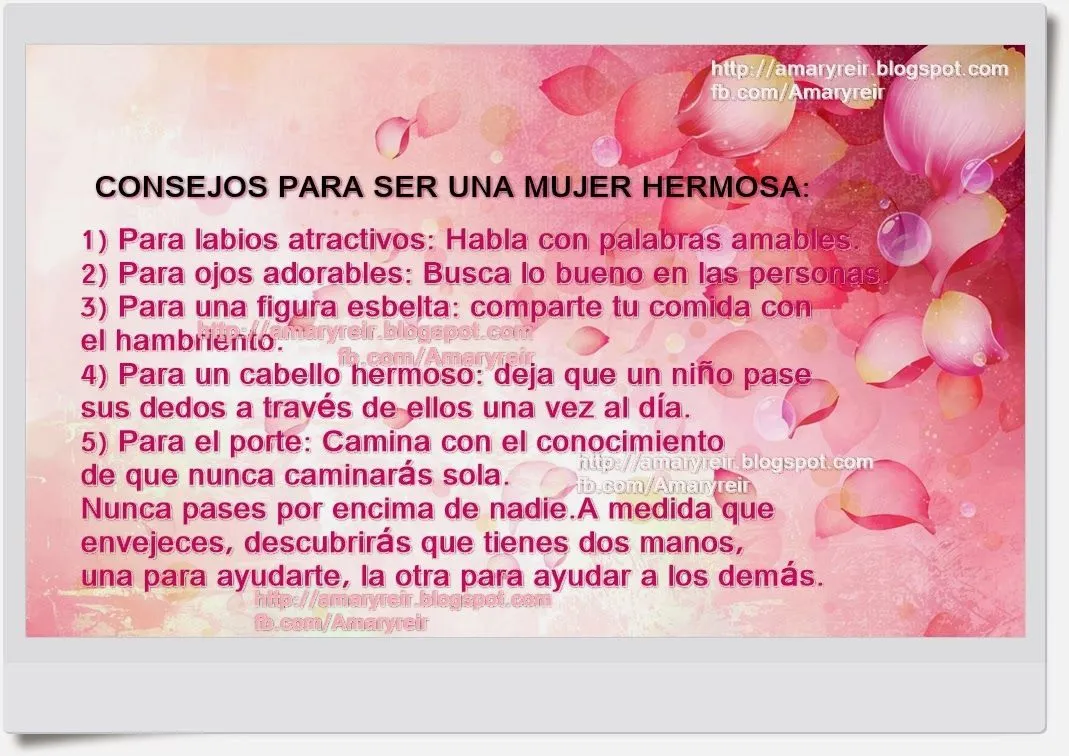 Amar, Vivir, Sentir y Sonreir: CONSEJOS PARA SER UNA MUJER HERMOSA ...