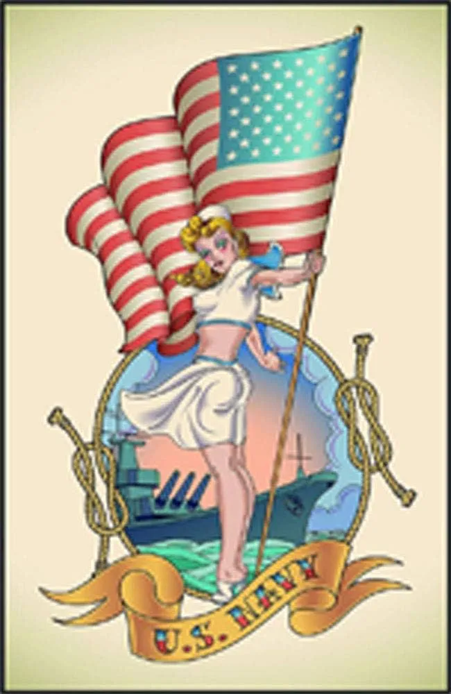 Amazon.com: Hermosa Marinera de Marinero de la Marina Americana con Bandera  de dibujos animados de vinilo (8 pulgadas de alto, estilo icono de cartel)  : Automotriz