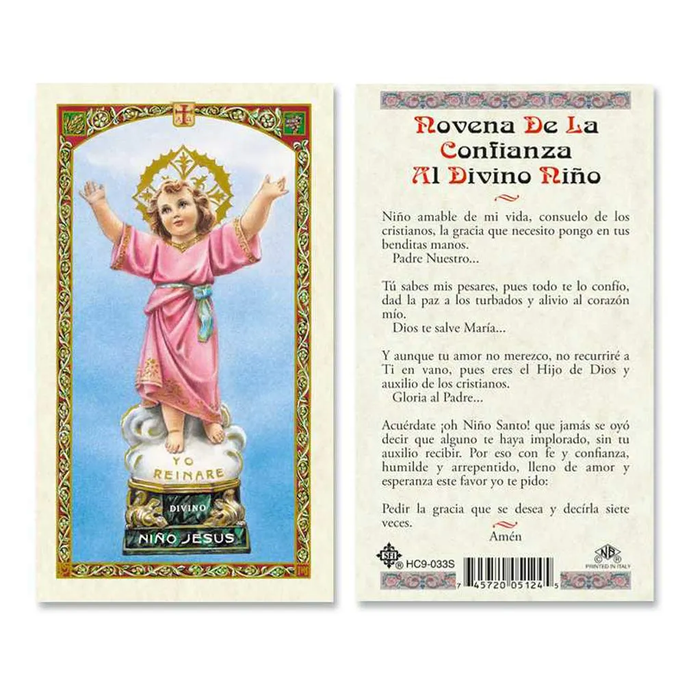 Amazon.com: Novena De La Confianza Al Nino Divino Tarjetas de Oración  Laminadas en Español Tarjetas de Oración Laminadas en Español - Paquete de  25 : Productos de Oficina