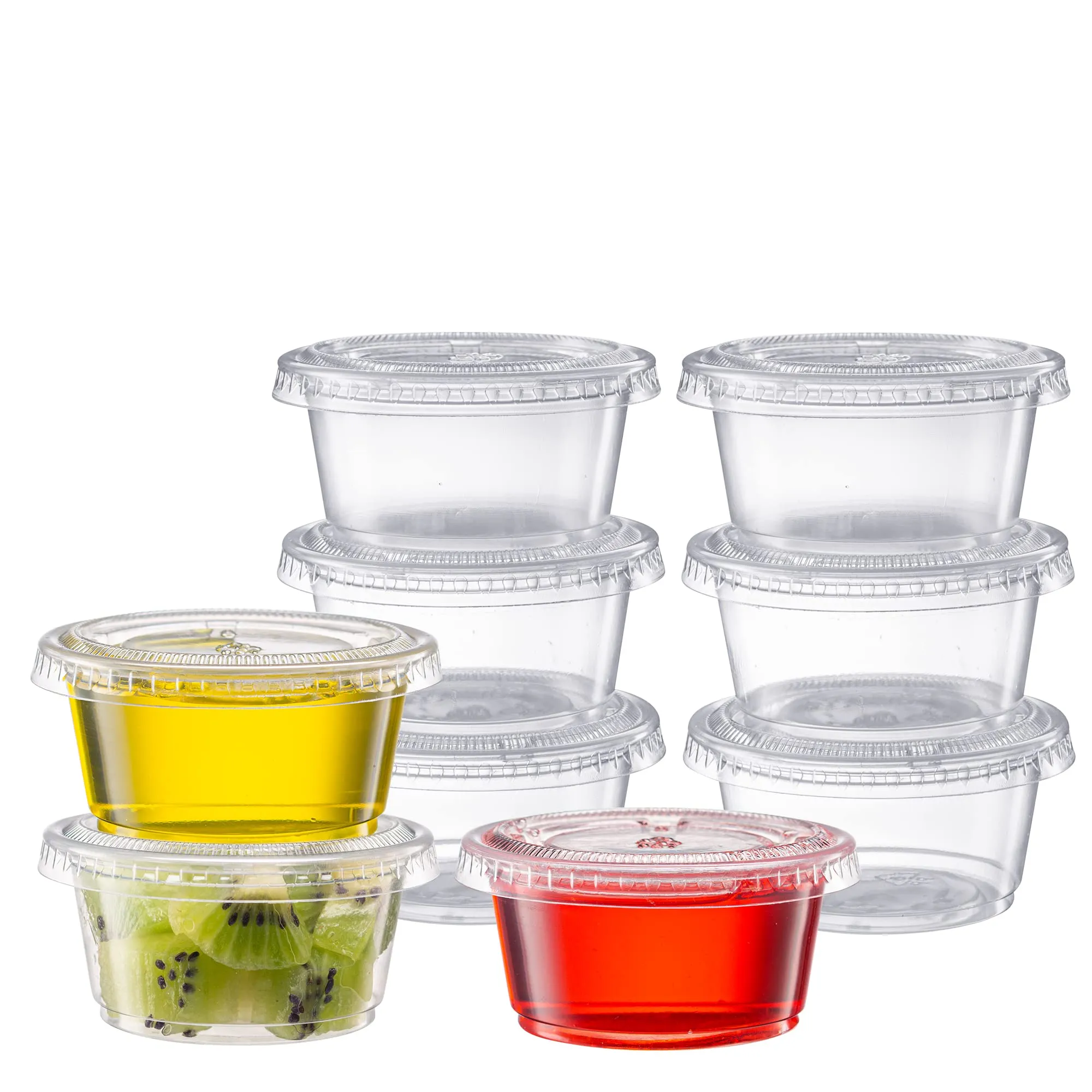 Amazon.com: Pantry Value [200 juegos de 2 onzas] Vasos de gelatina con  tapas, pequeños recipientes de plástico para condimentos para salsa,  aderezos para ensalada, moldes y control de porciones : Industrial y  Científico