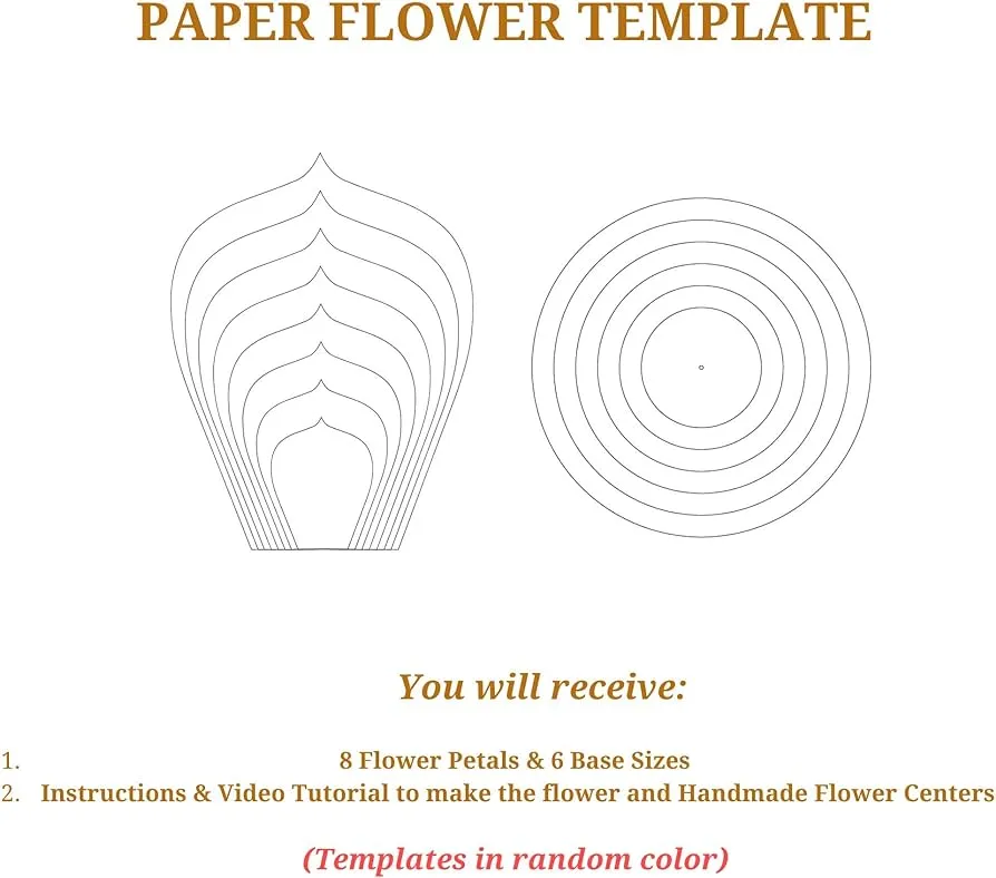 Amazon.com: Plantillas de flores de papel para hacer flores de papel  gigantes de 4-25 pulgadas, juego de 9 tamaños de pétalos, 6 bases más  centros de flores hechos a mano Tutorial :