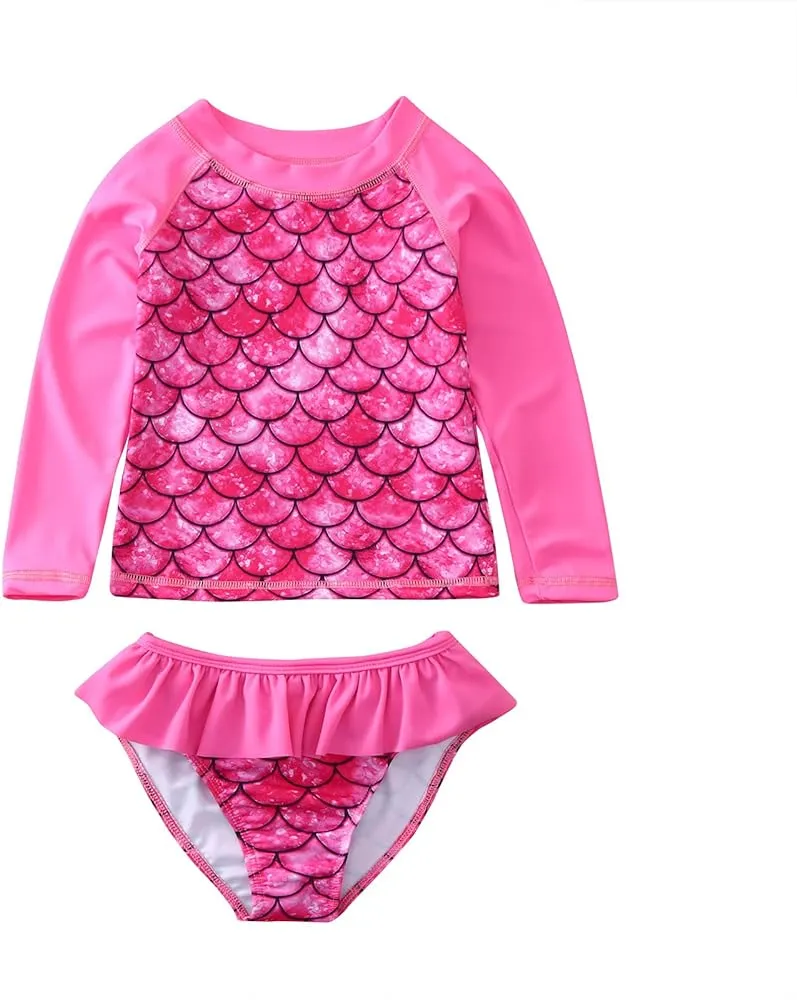 Amazon.com: Traje de baño de manga larga para niña, traje de baño de dos  piezas de sirena larga para niña, Hot Pink, 11-12 años : Ropa, Zapatos y  Joyería