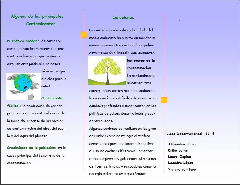 Ambientalistas Liceo Departamental 11-4: Folleto Contaminación Ambiental