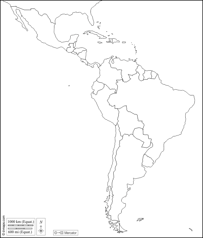 América Latina: Mapa gratuito, mapa mudo gratuito, mapa en blanco ...