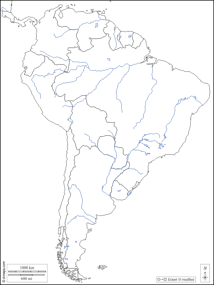 América del Sur: Mapa gratuito, mapa mudo gratuito, mapa en blanco ...