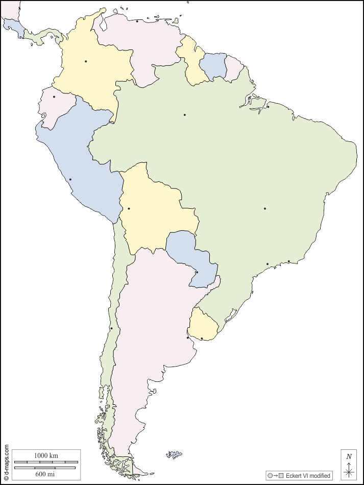 América del Sur: Mapa gratuito, mapa mudo gratuito, mapa en blanco ...