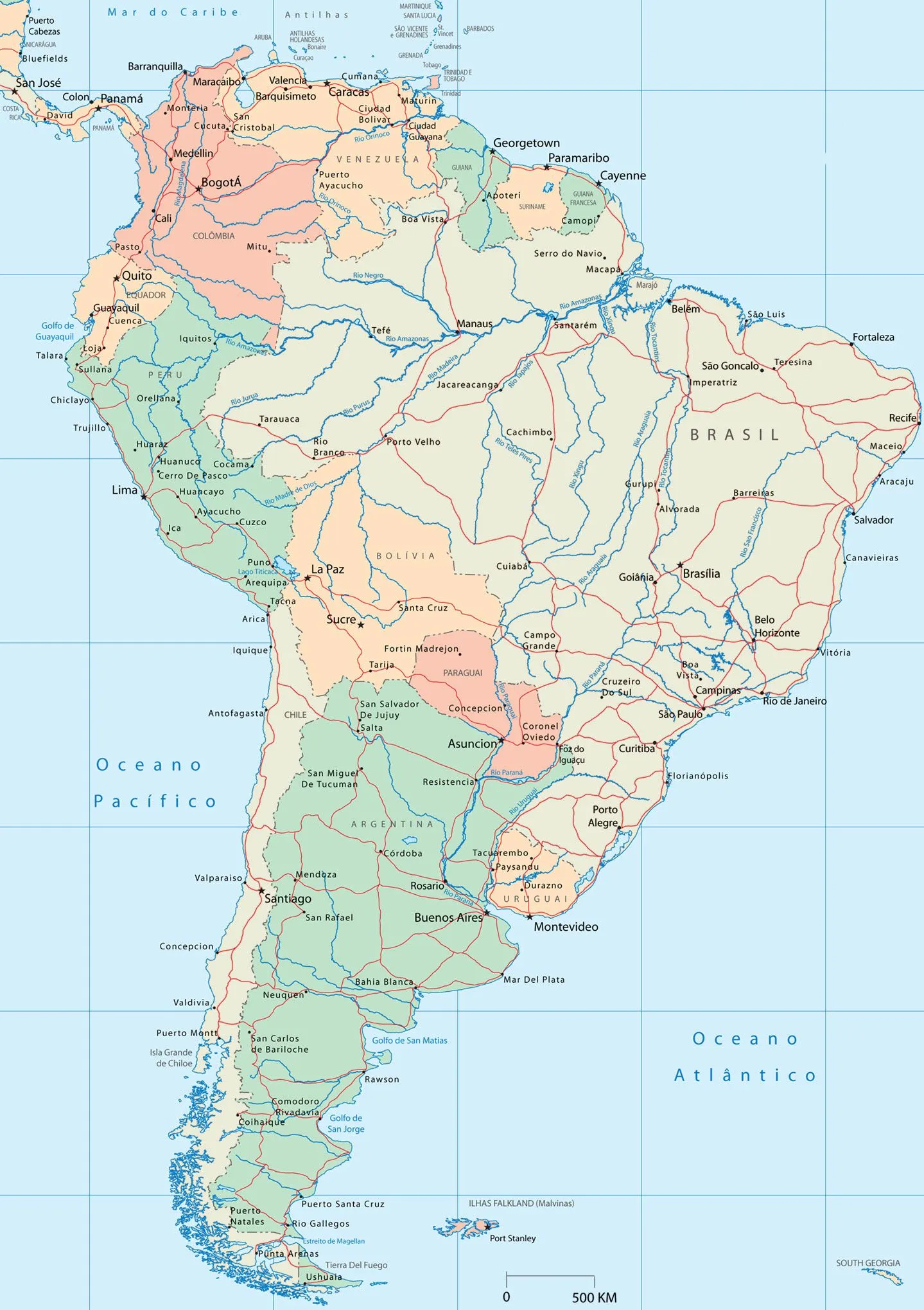 Mapa Político Territorial de América del Sur | terceravision