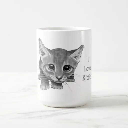 Amo gatitos: Dibujo de lápiz lindo: Gato Grande-Ob Tazas De Café ...