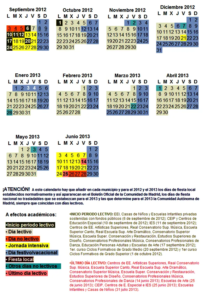 AMPA GINER DE LOS RÍOS. LEGANÉS: Calendario escolar 2012 2013 , el ...