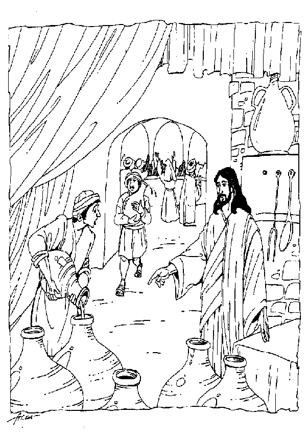 Ana de Austria Religión: Las bodas de Caná. Dibujo para colorear. NT