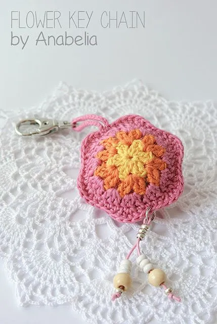 Anabelia craft design: Flower crochet keychains