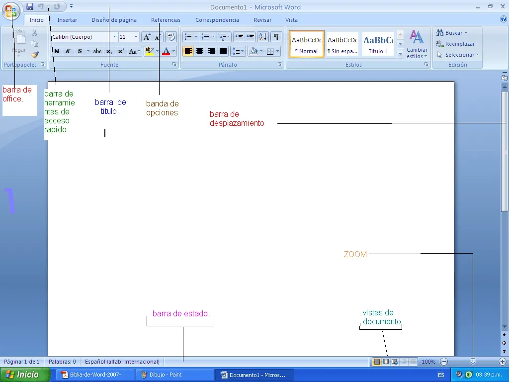 analisis de sistema y programacion: ELEMENTOS PRINCIPALES DE WORD 2007