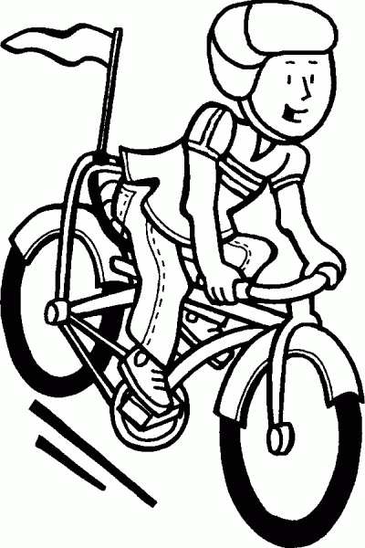 Dibujo de Niña con su bicicleta. Dibujo para colorear de Niña con ...
