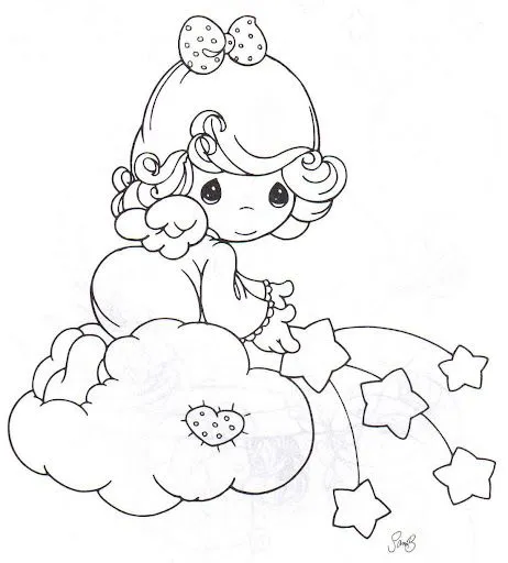 Fun Coloring Pages: Angel with stars coloring pages precious moments