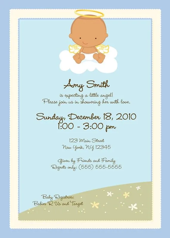 Angel in the Cloud Boy Baby Shower Invitations | Candles and Favors