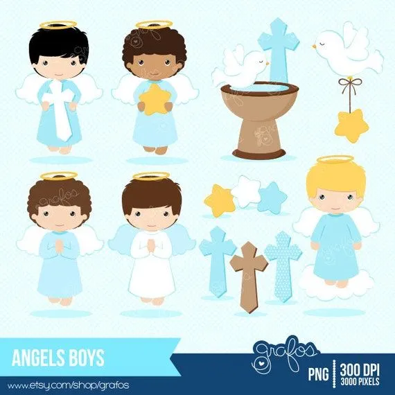 ANGELES NIÑOS Digital Clipart Angeles clipart Bautizo por grafos