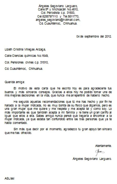 Angeles Segoviano: Carta de respuesta- Estilo semi-bloque ...