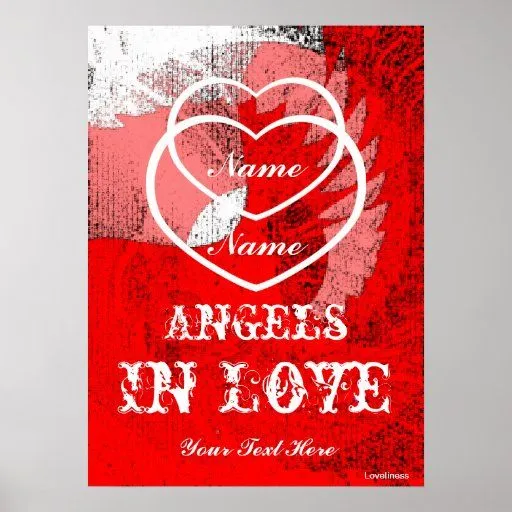 Ángeles en el tri poster coloreado del amor - pers | Zazzle