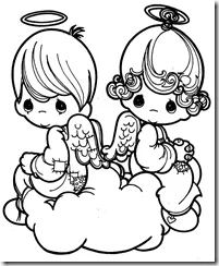 Estos son unos angelitos de los precious moments para colorear ...