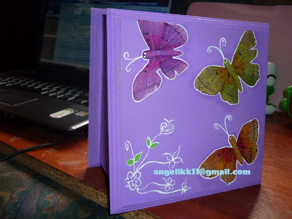 ANGI ARTS: CAJA DE MADERA MARIPOSAS TECNICA DECOUPAGE