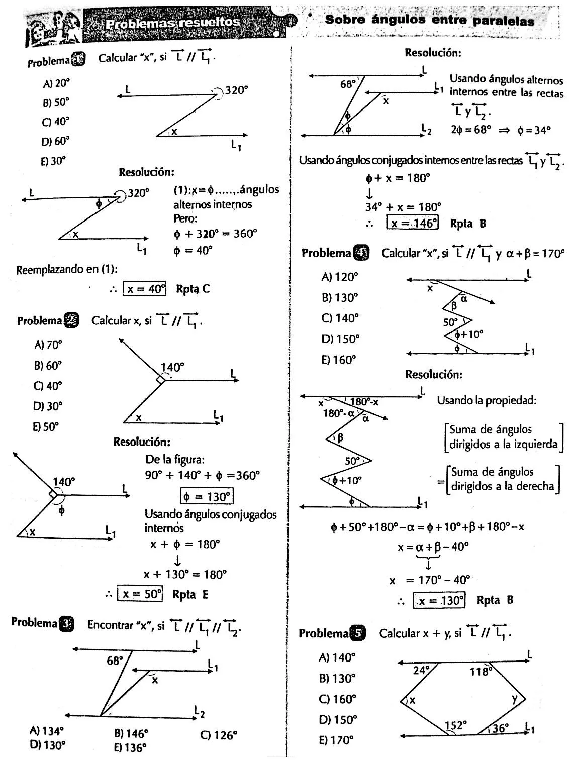 Angulos Entre Rectas Paralelas - 19 Ejercicios Resueltos ...