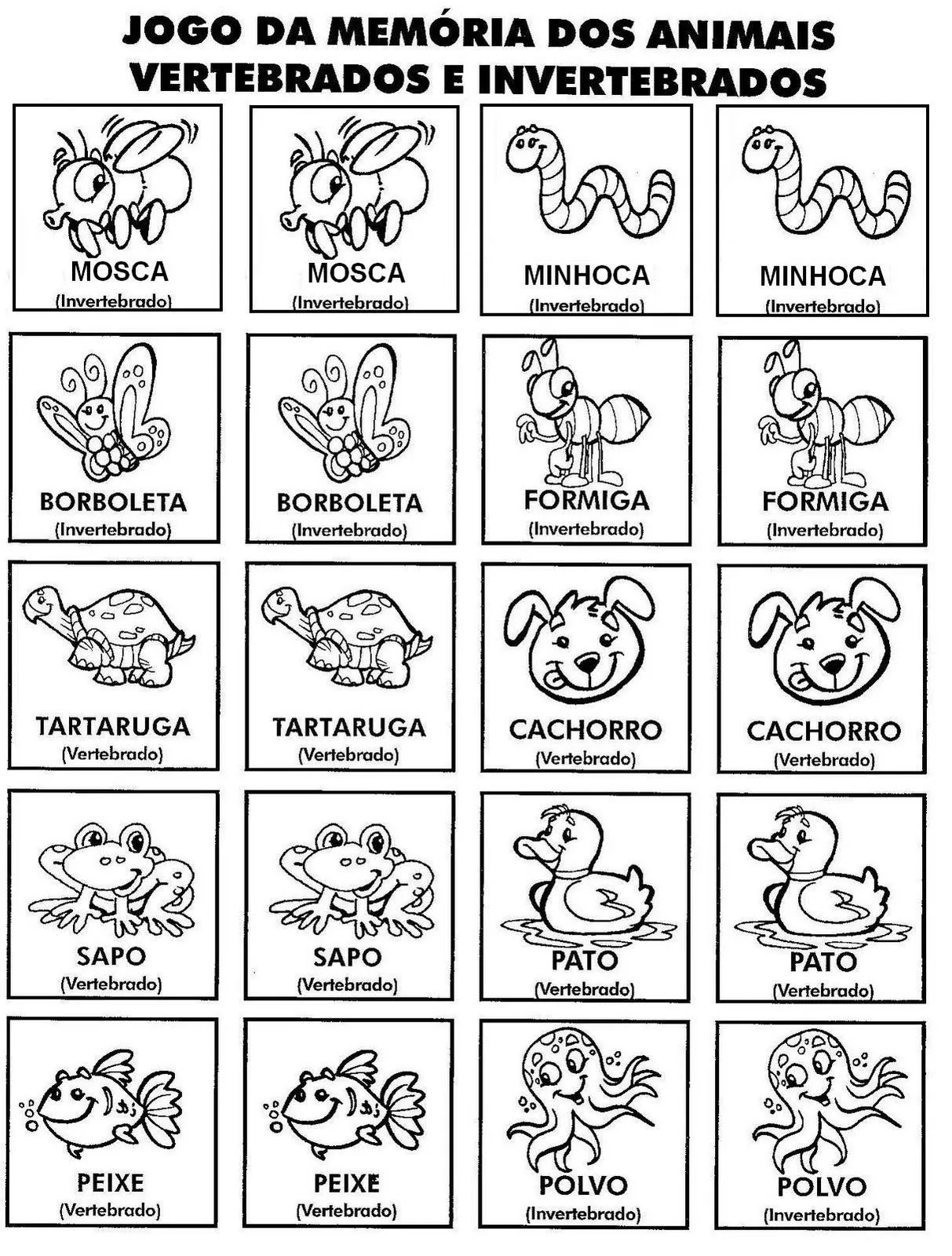 ANIMAIS VERTEBRADOS E INVERTEBRADOS - ATIVIDADES E DESENHOS ...