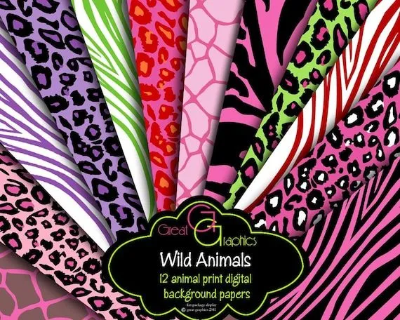 Animal Print Paper Digital Animal Print Pink by GreatGraphics