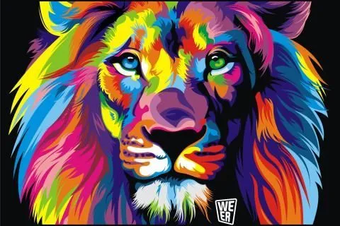 Animales artística leones obras de arte multicolor- Imagen ...