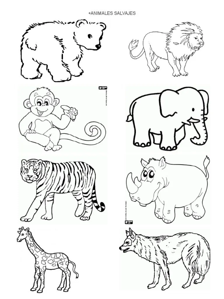 Animales Salvajes-Domesticos para Colorear | PDF