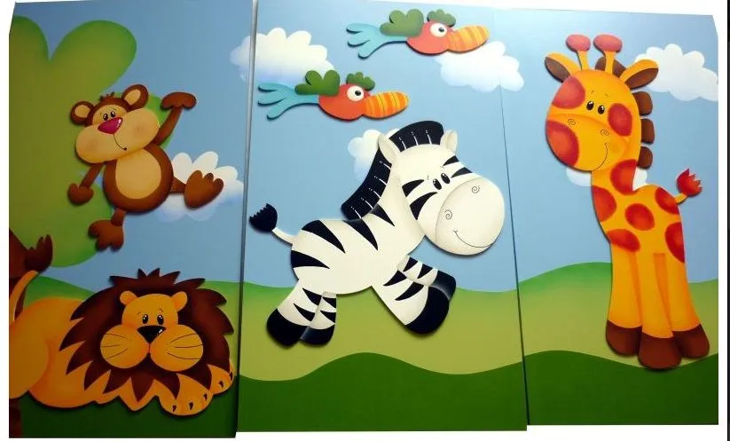 Moviles en foami animales de la selva bebés con moldes - Imagui