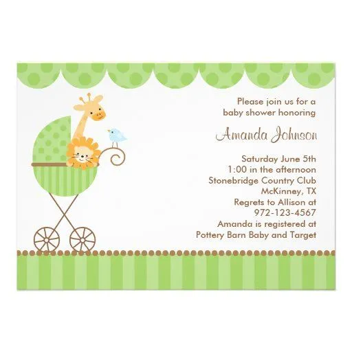 Invitación para baby shower animalitos de la selva - Imagui