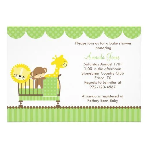 Animales de la selva en invitaciones (verdes) de u de Zazzle.