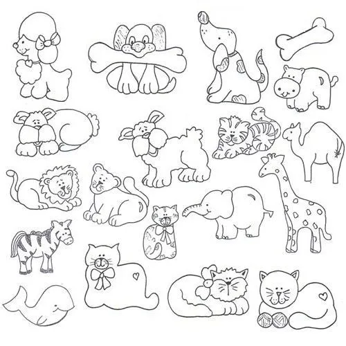 Animalitos en dibujo lindos blanco y negro - Imagui