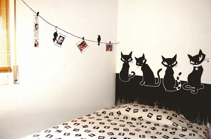 Anitafer_Artist: Mural Gatos y Cordel pintado a mano