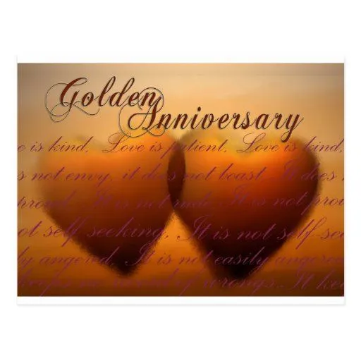 Aniversario de oro de 50 años tarjeta postal de Zazzle.