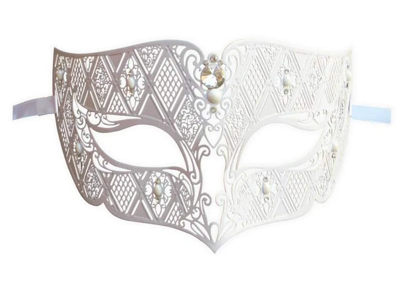 Antifaz Veneciano para Hombre en Metal Blanco : Mask-Shop.com