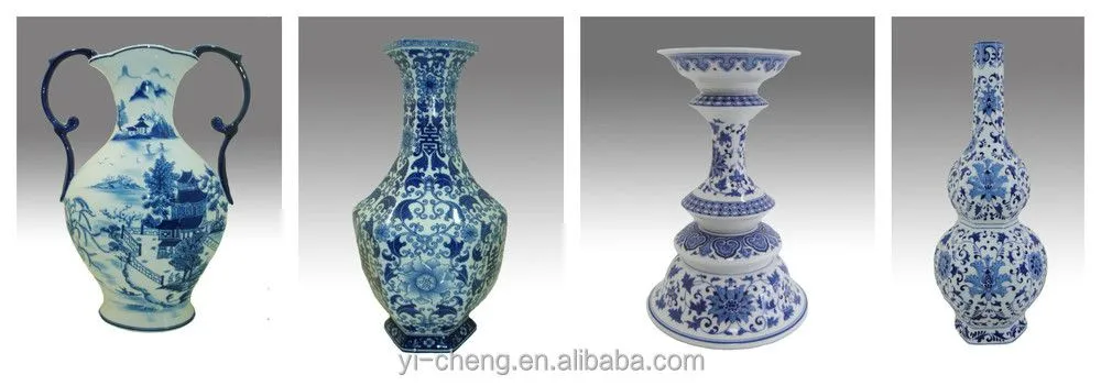 Antiguo pintado a mano azul y blanco jarrón de porcelana-Jarrones ...