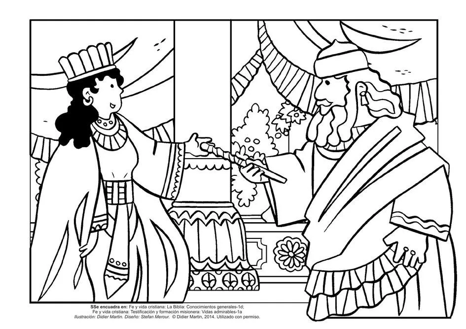 Antiguo Testamento: La hermosa y valiente reina Ester—Página para colorear  | Rincón de las maravillas