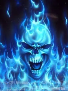 antoni@matias: calavera de fuego azul