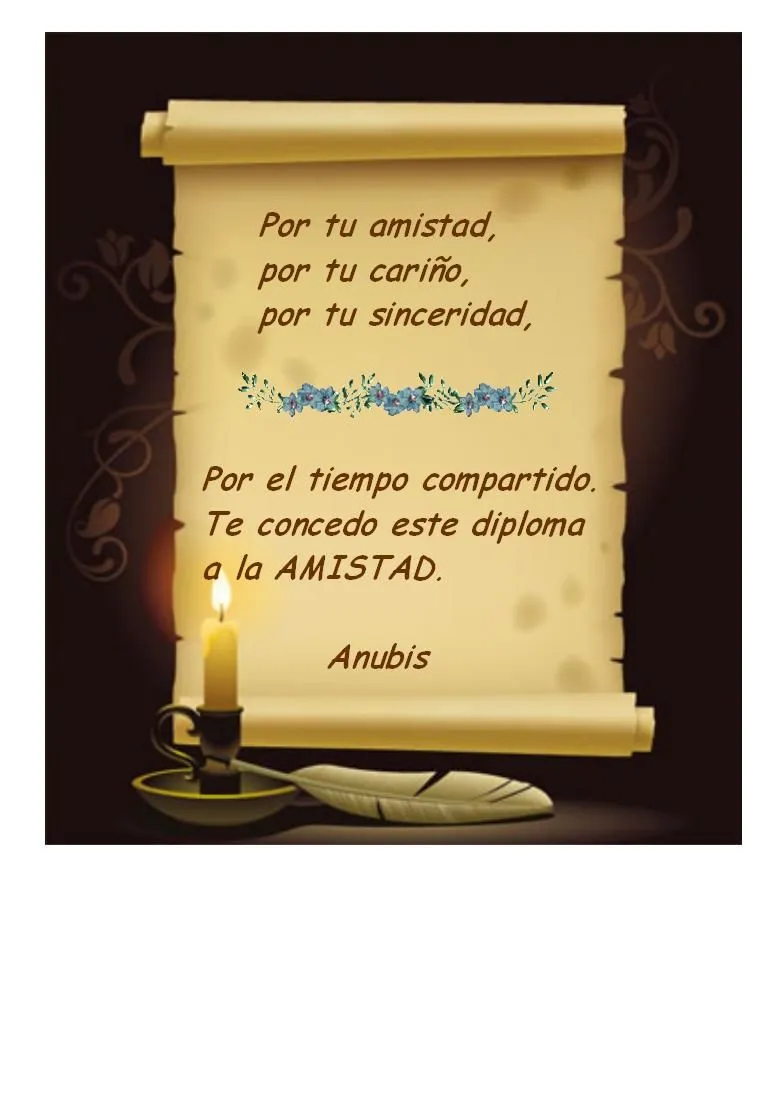 ANUBIS MINIWORLD: Diploma a la amistad