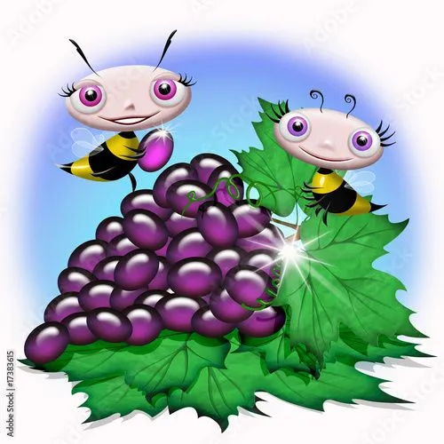 Ape e Uva-Bee and Grapefruit-Abeille et Raisin-Cartoon © bluedarkat ...