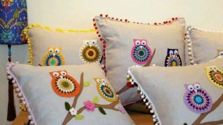 Apliques buho | Cojines y pieceras para niños | Pinterest