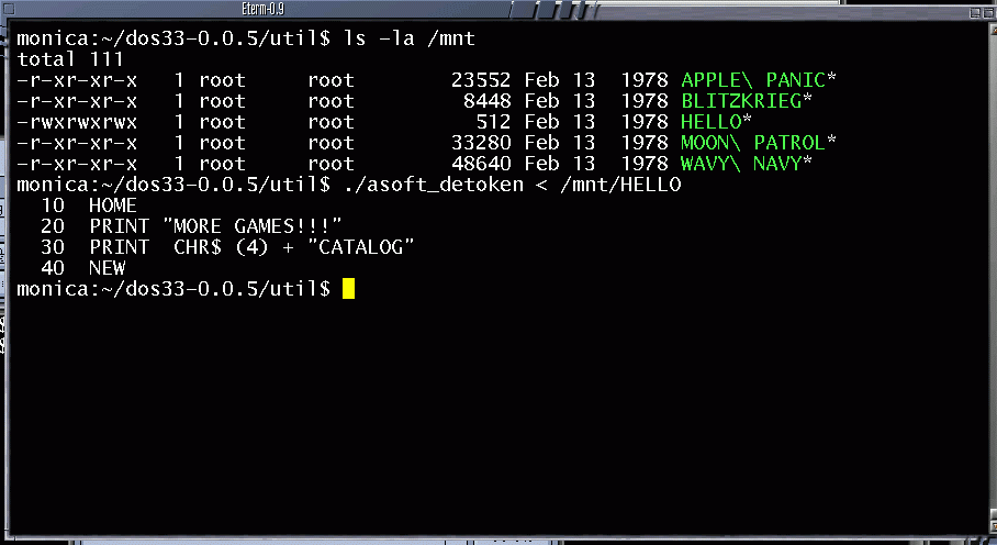 Apple DOS 3.3 filesystem driver for Linux 2.4.