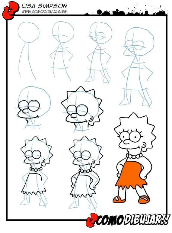 Aprende a dibujar a Lisa Simpson | aprender a desenhar | Pinterest